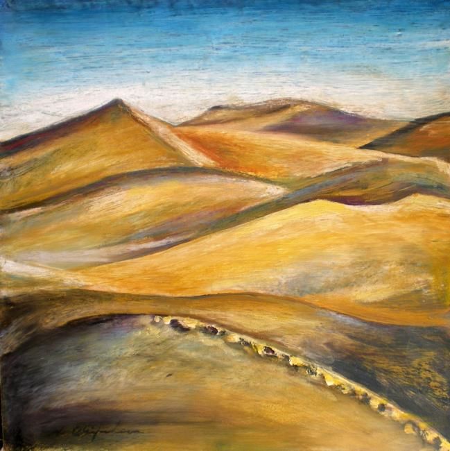 Painting titled "Désert 6" by Nathalia Chipilova, Original Artwork, Oil