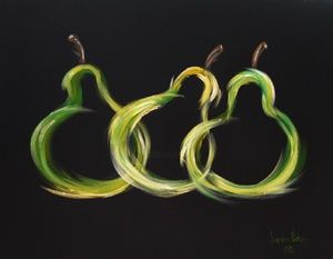 Painting titled "PERAS DELICIOSAS" by Lourdes Vides, Original Artwork
