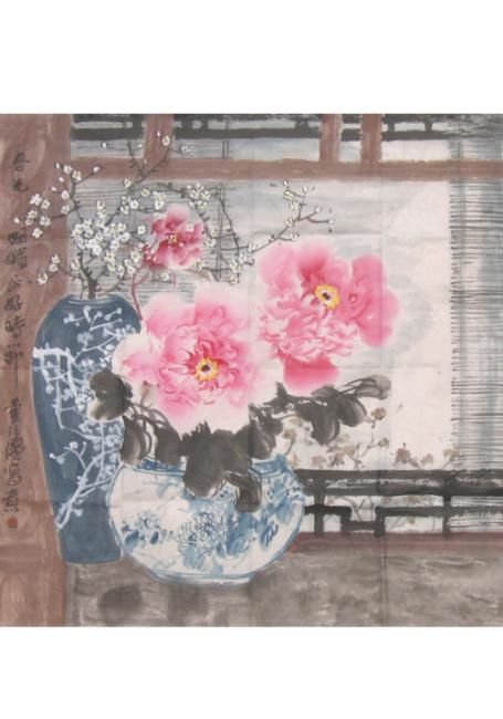 Painting titled "春光明媚" by Zhi Qiang Dong, Original Artwork