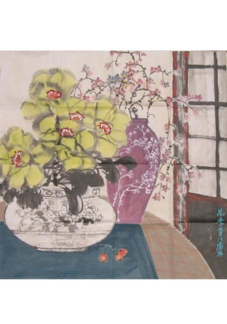 Schilderij getiteld "花季" door Zhi Qiang Dong, Origineel Kunstwerk, Olie