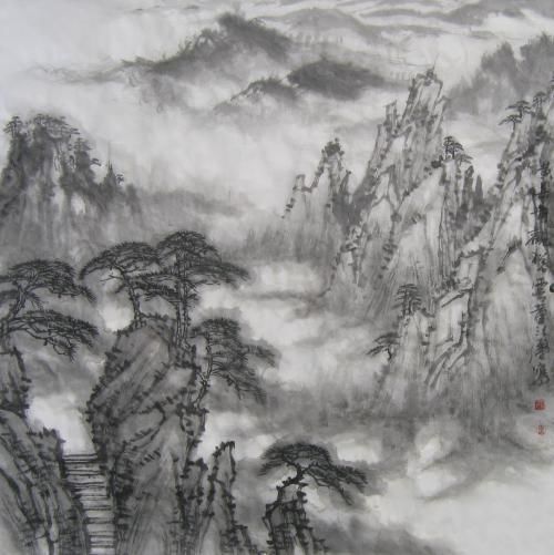 Schilderij getiteld "黄山奇观" door Zhi Qiang Dong, Origineel Kunstwerk, Olie