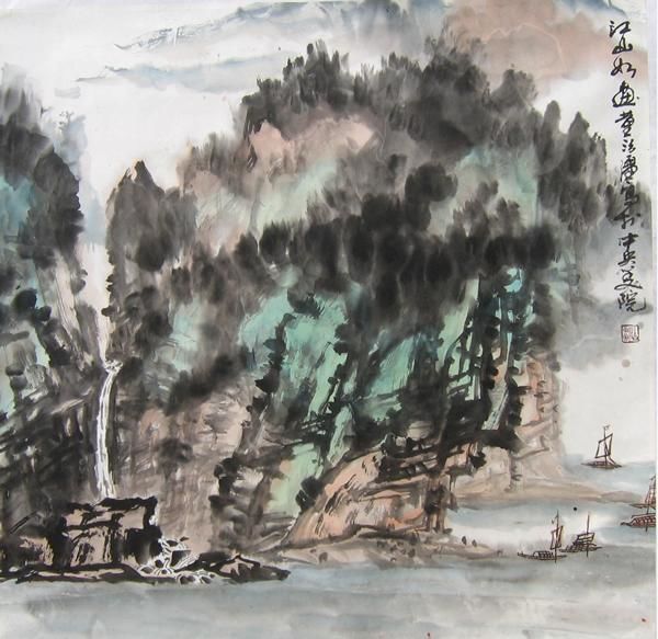 Schilderij getiteld "江山如画" door Zhi Qiang Dong, Origineel Kunstwerk, Olie