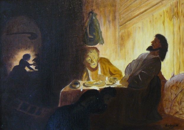 Peinture intitulée "Les pélerins d'Emma…" par Mog, Œuvre d'art originale, Autre