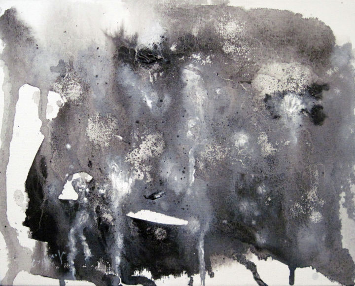 "Black and white III" 绘画, 7.9x9.8 in