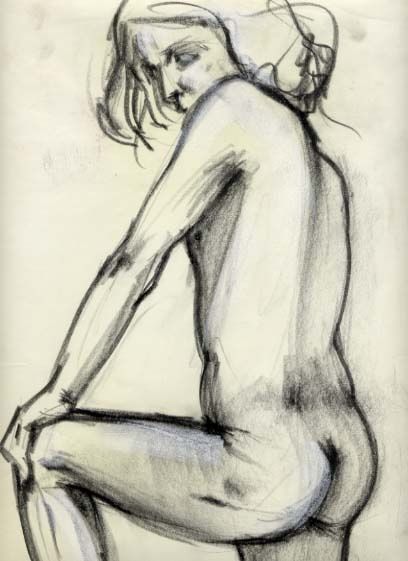 Painting titled "nudo a carboncino" by Silvia Benfenati, Original Artwork, Oil