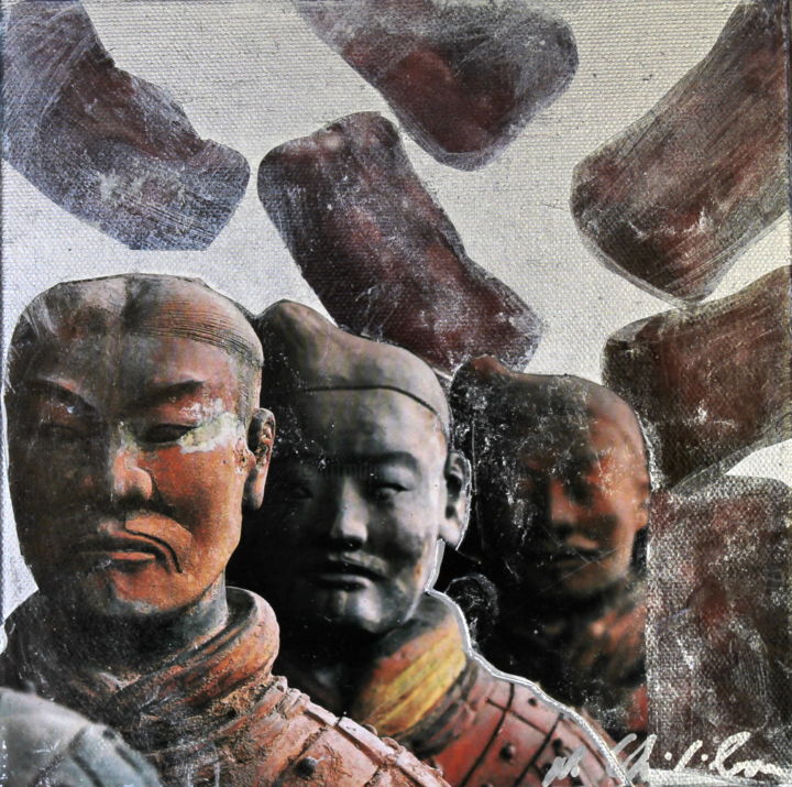 Collages titled "Nounours au chocola…" by Nathalia Chipilova, Original Artwork, Paper cutting