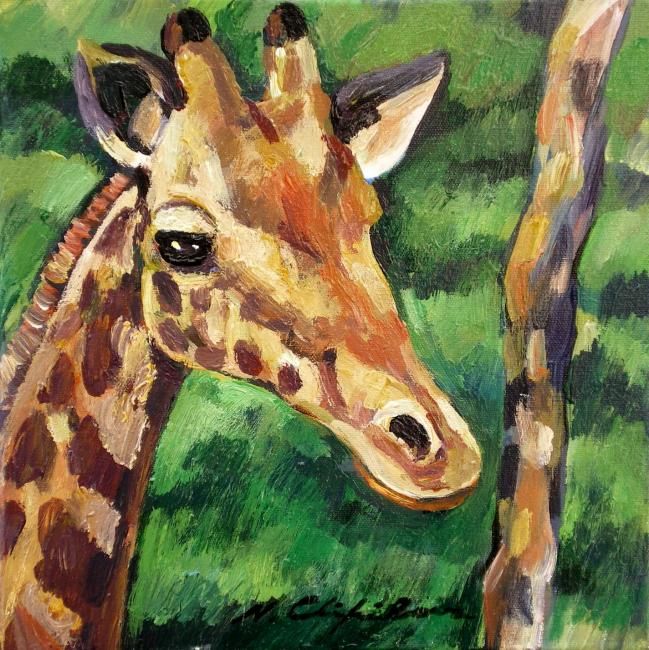 Painting titled "Tête de girafe" by Nathalia Chipilova, Original Artwork, Acrylic