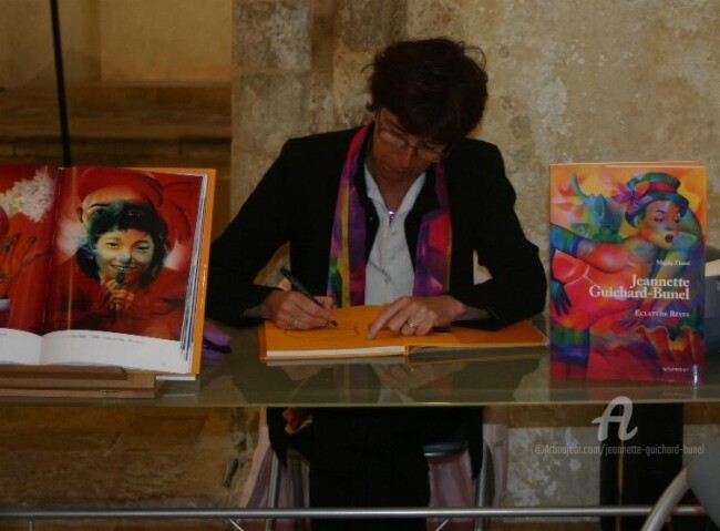 Peinture intitulée "dédicace" par Jeannette Guichard-Bunel, Œuvre d'art originale