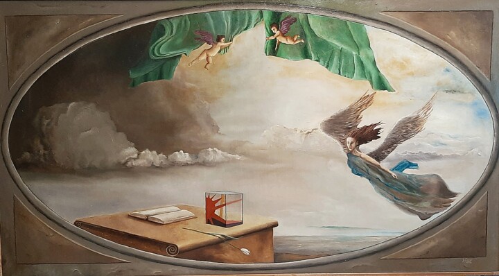 Pittura intitolato "Il volo infinito" da Giovanni Primo Greco, Opera d'arte originale, Olio