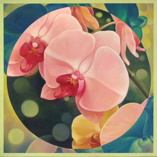 Schilderij getiteld "Orchid 2" door Choong Ching Liew, Origineel Kunstwerk