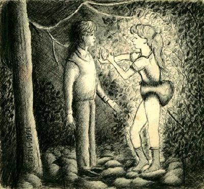 Dessin intitulée "première apparition…" par Abderrahmane Abdelrafie Matallah, Œuvre d'art originale