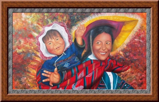 Painting titled "LA MAMACHA" by Julio Melgar, Original Artwork, Oil