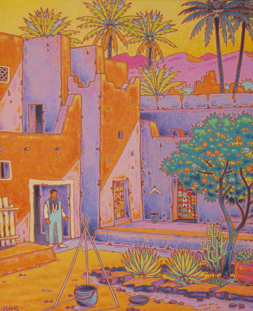 Painting titled "la casbah" by Gilles Mével, Original Artwork, Acrylic