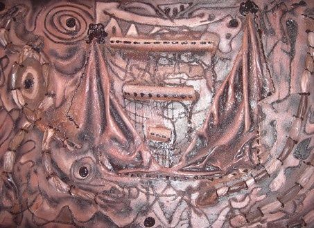 Painting titled "syntèse de formes e…" by Mora, Original Artwork, Oil