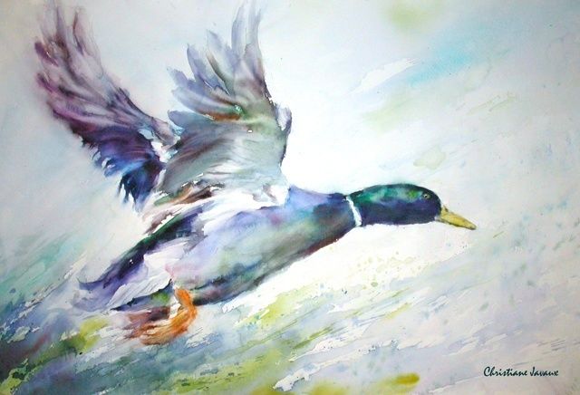 「Envol」というタイトルの絵画 Christiane Javauxによって, オリジナルのアートワーク, オイル
