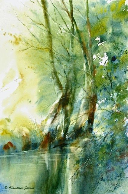 「Les pieds dans l'eau」というタイトルの絵画 Christiane Javauxによって, オリジナルのアートワーク, オイル