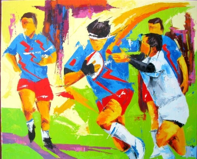 651 Stade Français 绘画, 18.1x21.7 in