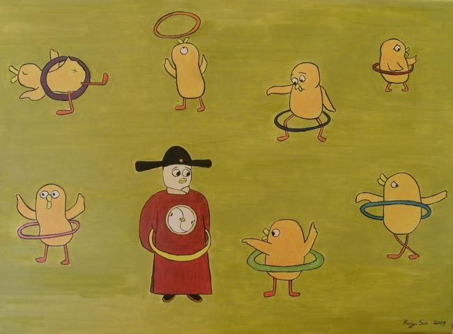 Painting titled "Try it!" by Kai-Yu Sun, Original Artwork, Oil