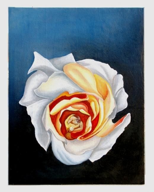 Painting titled "Rose" by Puneet Sinha, Original Artwork, Oil