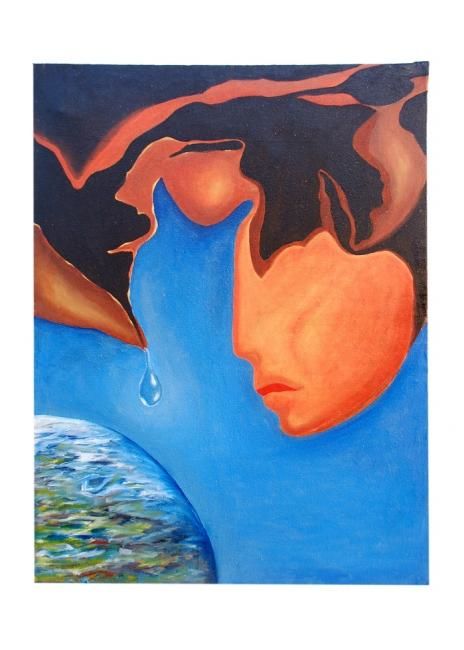 Painting titled "LAST DROP" by Puneet Sinha, Original Artwork, Oil