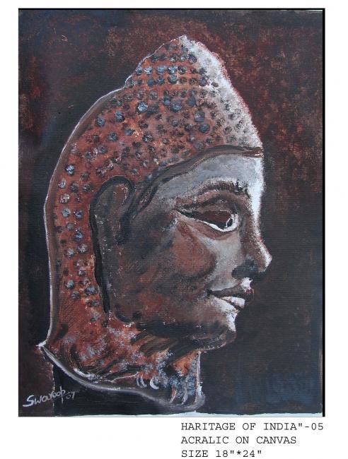 Indian heritage of buddha PROFILE 绘画, 24x18 in