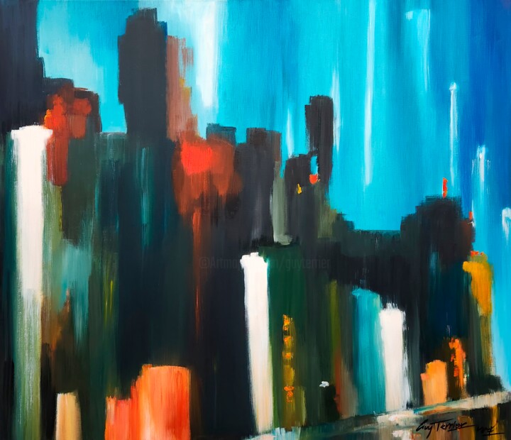 Peinture intitulée "Tokyo, Ginza variat…" par Guy Terrier, Œuvre d'art originale, Acrylique Monté sur Châssis en bois