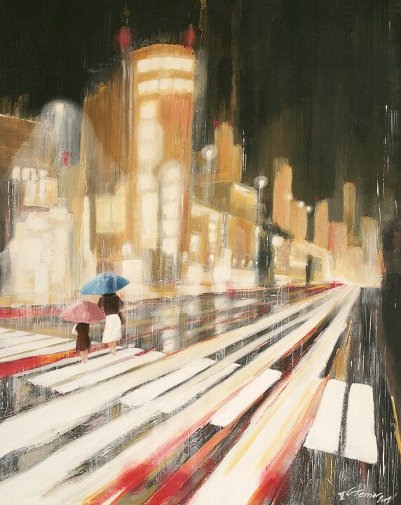 Painting titled "Tokyo, trafic de nu…" by Guy Terrier, Original Artwork, Acrylic