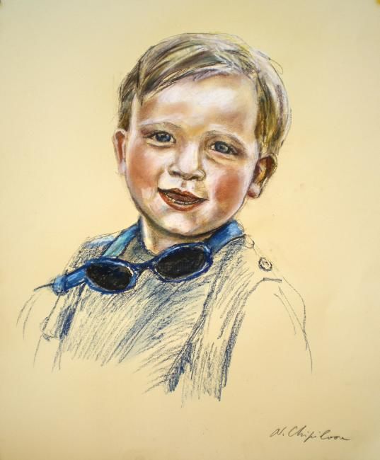 Drawing titled "Garçon" by Nathalia Chipilova, Original Artwork, Pastel