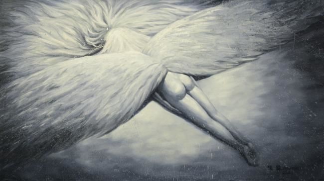 Ζωγραφική με τίτλο "《天使系列-冬雪》油画 约210cm.…" από Meng Zhang, Αυθεντικά έργα τέχνης, Λάδι