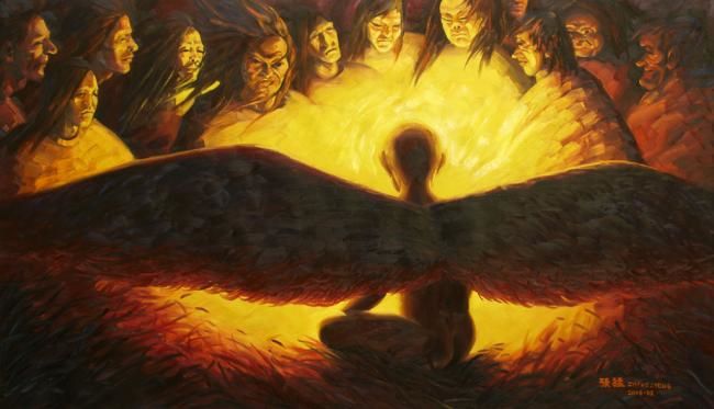 Ζωγραφική με τίτλο "《天使系列-光之翼》油画 约210cm…" από Meng Zhang, Αυθεντικά έργα τέχνης, Λάδι