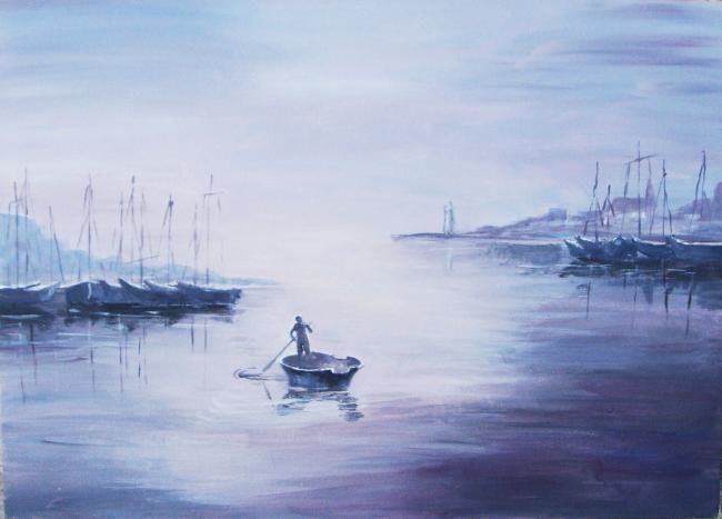 Peinture intitulée "RETOUR AU PORT" par Jany, Œuvre d'art originale, Huile