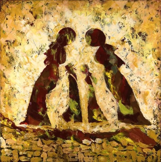 Peinture intitulée "First Date" par Hanna Fluk, Œuvre d'art originale