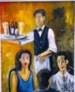 Painting titled "entre ami(es)" by Serge Marin, Original Artwork, Oil