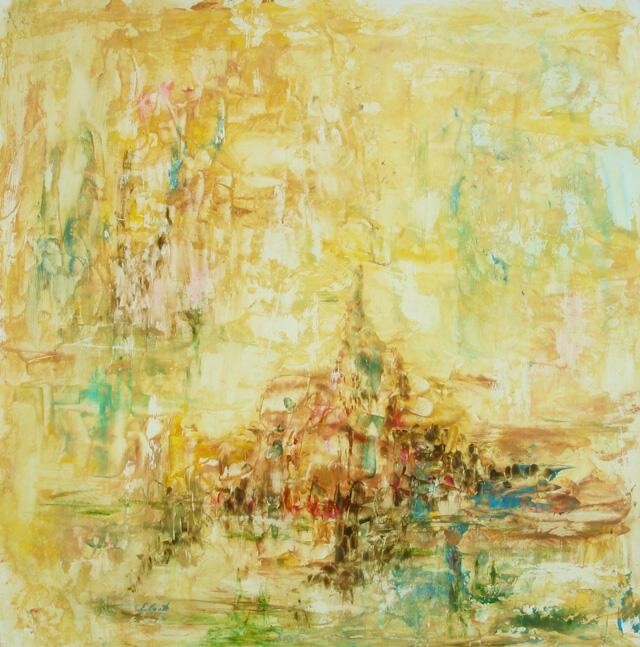 Painting titled "La ville blonde" by Elisa Cook Benbassat Bassat, Original Artwork, Oil