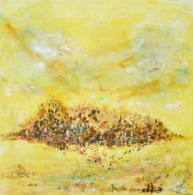 Painting titled "CIEL DE CITRINE" by Elisa Cook Benbassat Bassat, Original Artwork, Oil