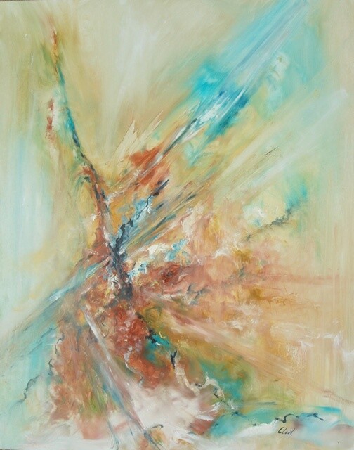 Painting titled "La vitesse de la lu…" by Elisa Cook Benbassat Bassat, Original Artwork, Oil