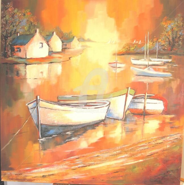 Peinture intitulée "Golfe du Morbihan" par Jacky Dumergue, Œuvre d'art originale, Huile