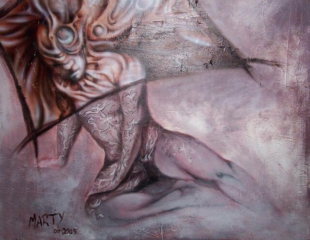 Peinture intitulée "Chevalier" par Marc Tremblay, Œuvre d'art originale, Autre