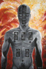 Painting titled "si t es hlm(humain…" by Cedrick Boucard, Original Artwork