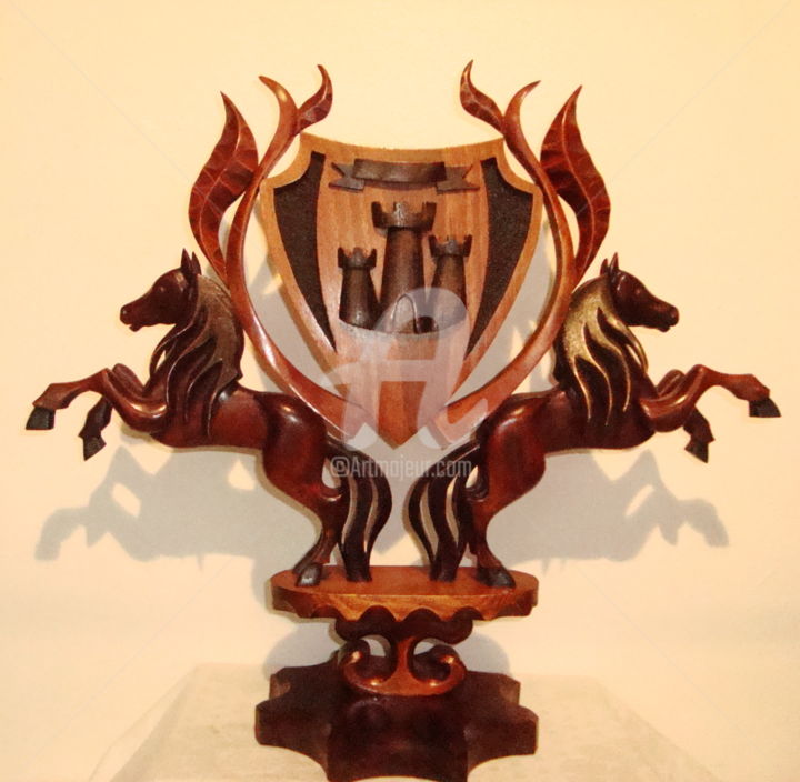 Sculpture titled "THREE TOWERS" by Angel Dobrev, Original Artwork, Wood