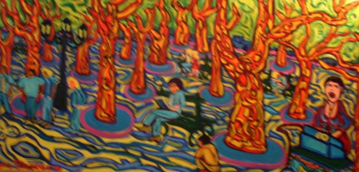 Painting titled "Chanteuse de rue,pl…" by Igor Marceau, Original Artwork