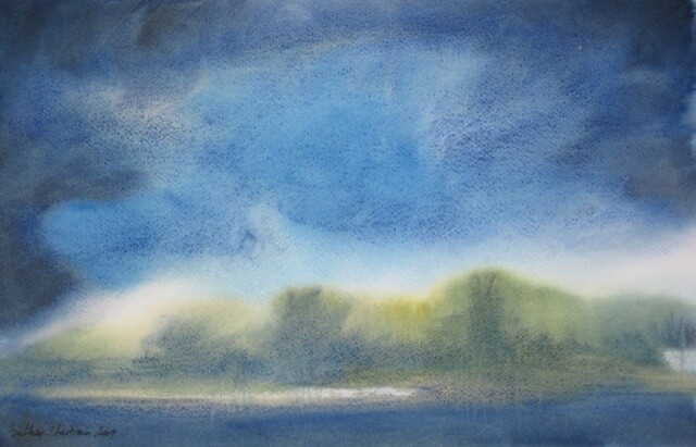 Peinture intitulée "Derrière les buisso…" par Muriel Buthier-Chartrain, Œuvre d'art originale, Autre