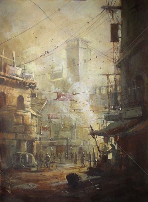 Painting titled "Moorning" by Kishore Singh, Original Artwork, Oil