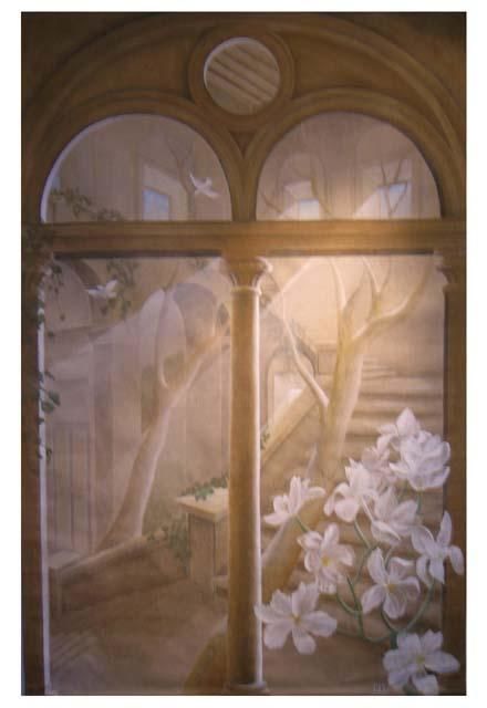 Painting titled "Fleurs blanches" by Isabelle Molinard, Original Artwork, Oil