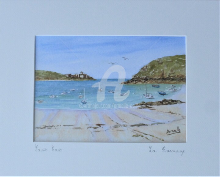 Gravures & estampes intitulée "Plage de la Fresnaye" par Armelle Cailly, Œuvre d'art originale, Impression numérique Monté s…