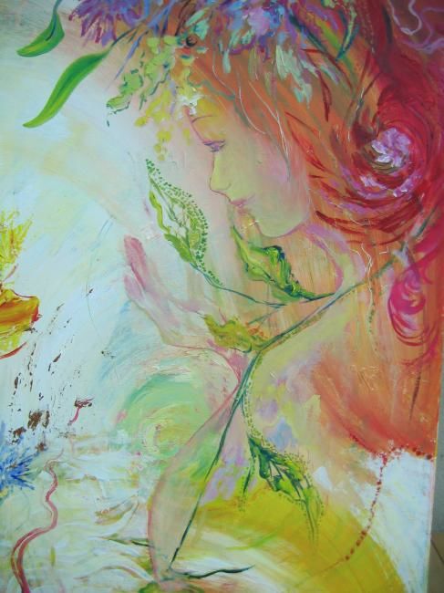 Peinture intitulée "souffle de fée, dét…" par Nanou, Œuvre d'art originale, Huile