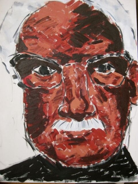 Painting titled "Mustache Man" by Unknown Artist, Original Artwork