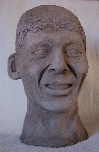 Sculptuur getiteld "Janus 1 (homme)" door Elitrompe, Origineel Kunstwerk, Terra cotta
