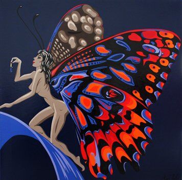 Peinture intitulée "La rencontre de Psy…" par Ann'Soco, Œuvre d'art originale, Huile