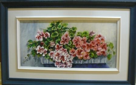 Les géraniums de Mamie Painting, 10x20 in